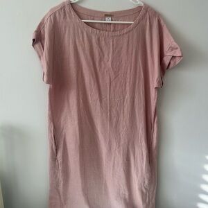 Magaschoni 100% linen pink mini dress